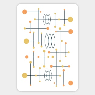 Mid Century Atomic Design Orange, Yellow Sticker